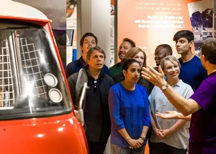 Group of people at coach museum