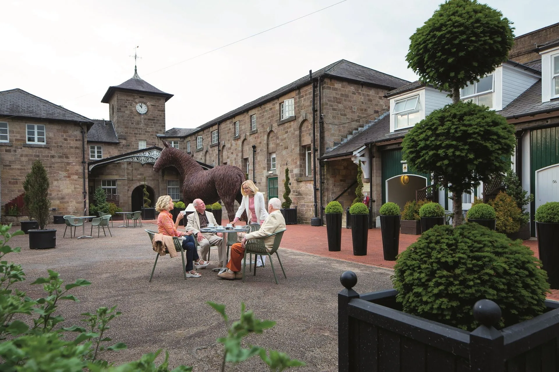 People in courtyard