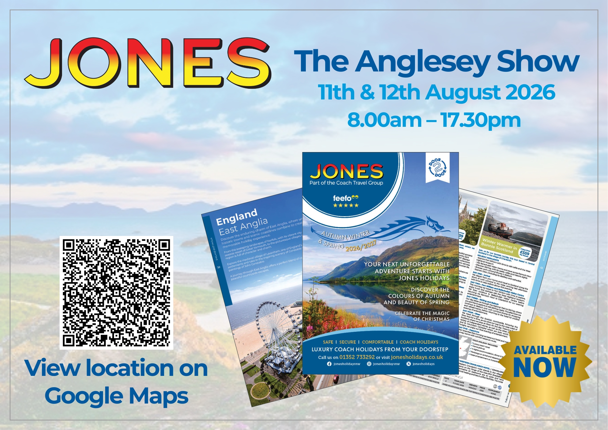 Jones Holidays will be attending The Anglesey Show on the 11th & 12th August 2026